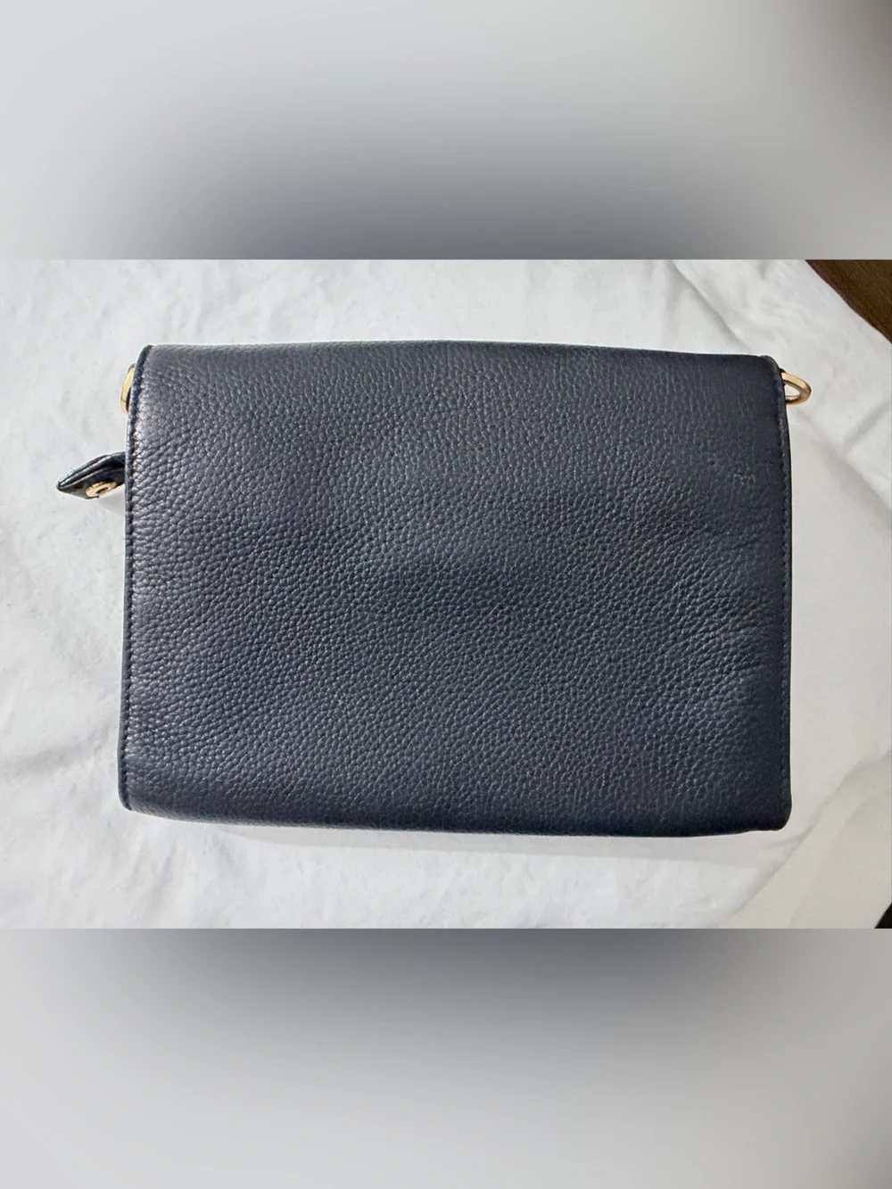 Tory Burch black Pebbled Leather Zip with Gold Logo